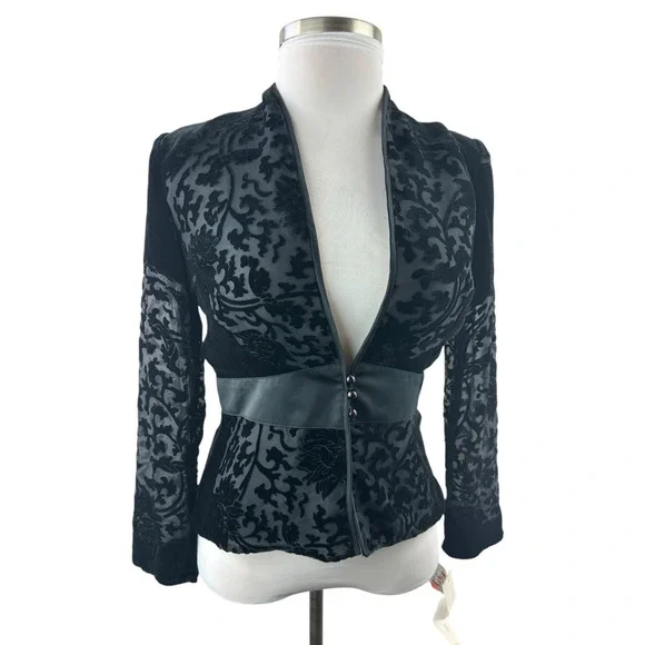 NWT Vintage Ever Beauty Jacket Black Velvet Size 10 Whimsigoth Dark Romantic - Picture 3 of 16